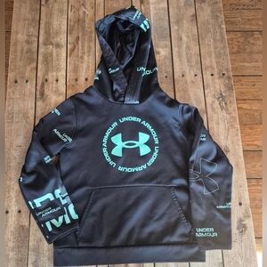 Under Armour Black Hoodie with Teal Logo